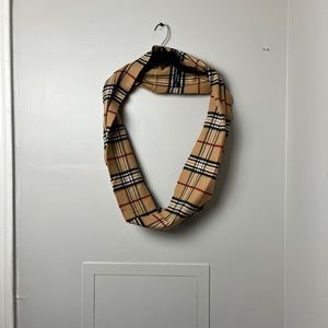 Plaid Loop Scarf in Tan Check